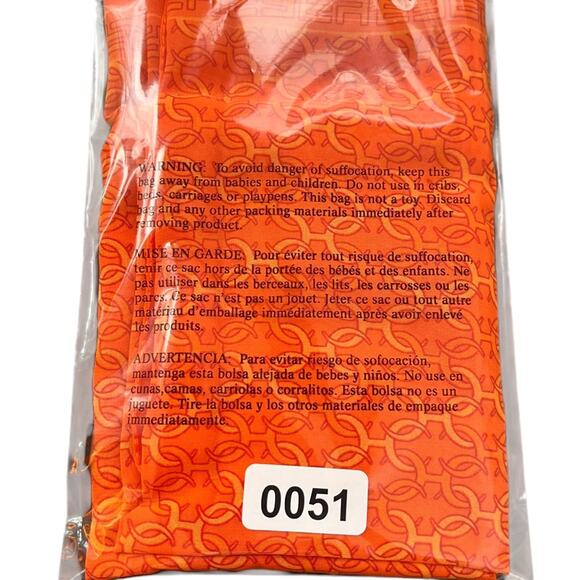 Effy Hematian Silk Scarf with Panther and Geometric Print Orange Rectangle 58x17 - Picture 9 of 9